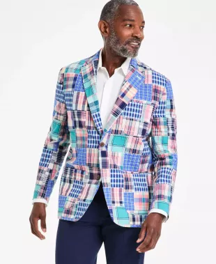 Patchwork Madras Regular-Fit Blazer