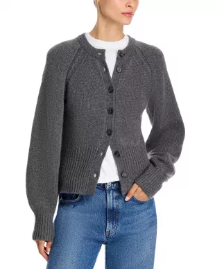 Cashmere Sculpted Cardigan in Charcoal