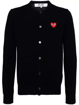 Heart Logo-Appliqué Wool Cardigan