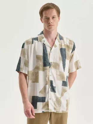 Regular Fit Short Sleeve Patterned Men's Shirt