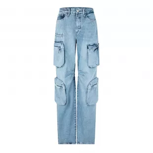 Denim Blend Cargo Jeans