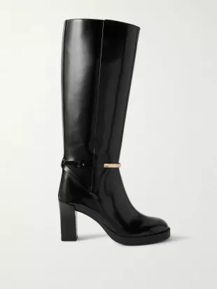 Gomma Embellished Leather Knee Boots