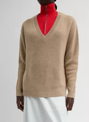 Cardigan Stitch V-Neck With Removable Dickie