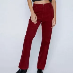 Corduroy High Waisted Flared Star Bum Pants