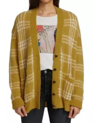 90s Oversized Alpaca-Blend Knit Cardigan