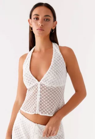 Imaan Halter Top - White