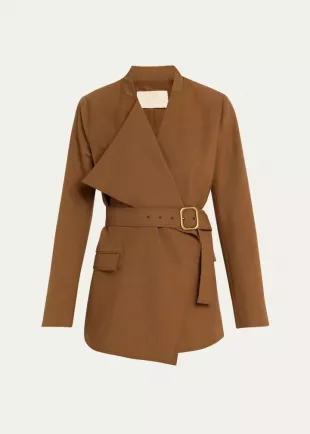 Zehra Draped Blazer Jacket With Belt