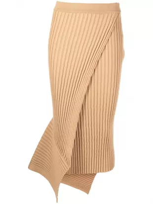 Asymmetric Ribbed Organic Cotton Skirt