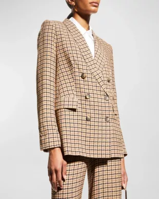 Jayda Houndstooth Double-Breasted Blazer
