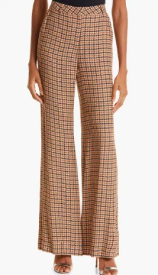 Pilar Houndstooth Check Wide Leg Pants