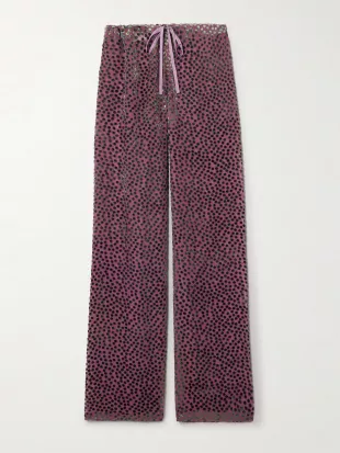 Polka-dot Devoré-velvet Straight-leg Pants