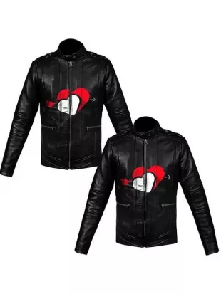 Valentines Couple Leather Black Jacket