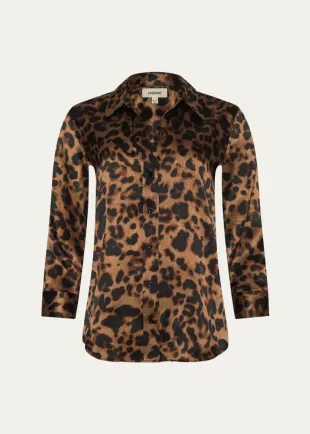 Dani Leopard-Print Silk Blouse