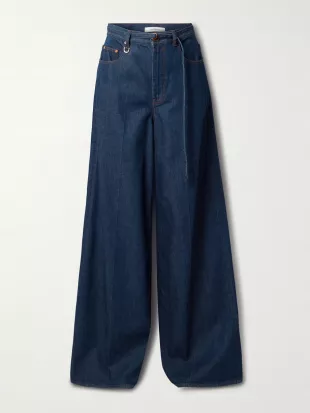 Illuminate Belted High-rise wide-leg Jeans
