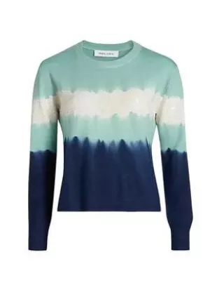 Sequined Striped Wool-Blend Sweater