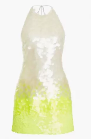 Paillette-Embellished Mini Dress - Yellow