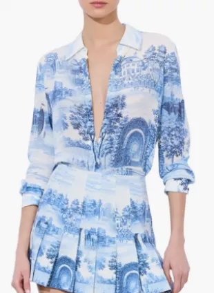 Willa Print Silk Button-Up Shirt