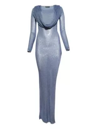 Cowl-Neck Rhinestone Gown