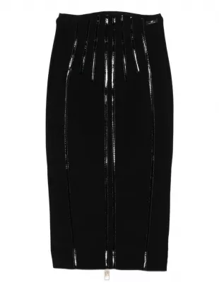 Patent-panelled Skirt