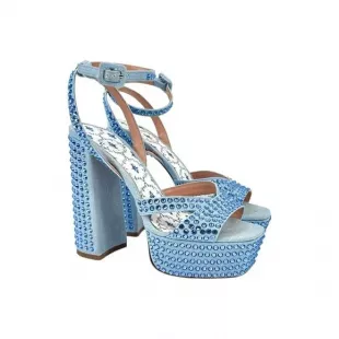 The Party Platform Blue Rhinestone Embellished Platform Sandals