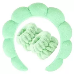Spa Headband for Washing Face Wristband Set
