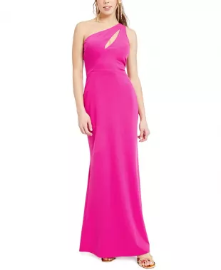 Juniors' One Shoulder Cutout Gown