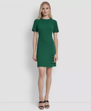 Short Sleeve Jewel Neck Sheath Dress