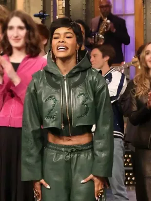 SNL S51 Teyana Taylor Green Cropped Jacket