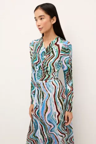Brodie Abstract Ruched Jersey Top