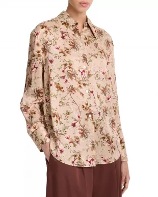 Orchid Vine Bias Long Sleeve Button Up Shirt