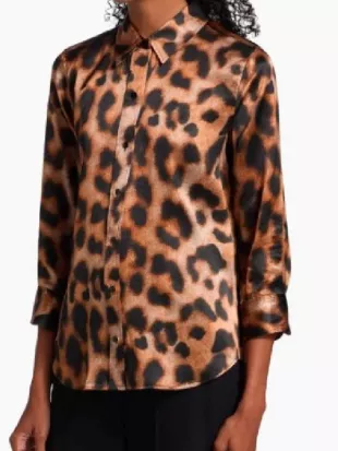 The View 2026 Alyssa Farah Griffin Leopard Print Satin Blouse