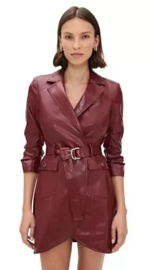 Jenessa Vegan Leather Dress in Wineberry
