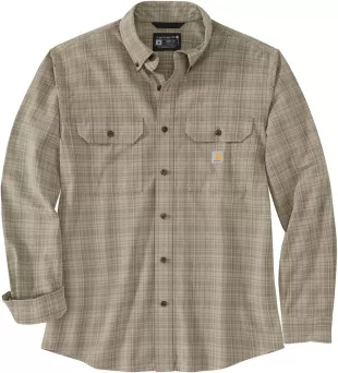 Loose Fit Midweight Chambray Long Sleeve Plaid Shirt