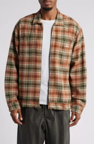 Alton Plaid Zip-Up Shirt Jacket