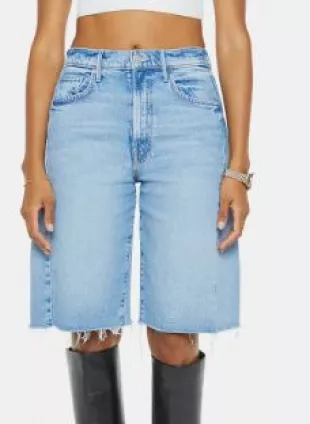 The Half-Pipe Frayed Hem Denim Bermuda Shorts