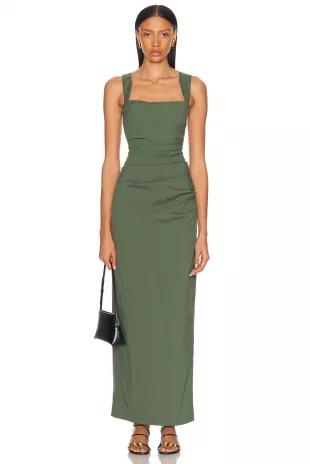 Florent Blaconette Dress in Forest Green