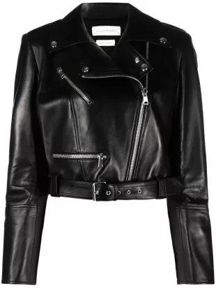 Cropped Leather Biker Jacket
