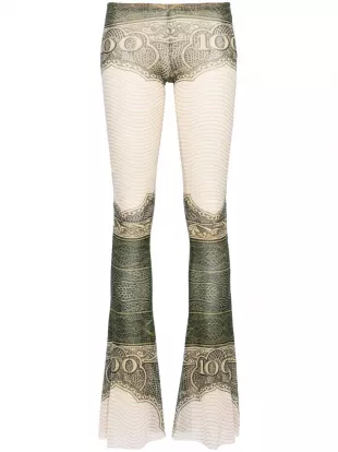 White The Cartouche Print Flared Trousers