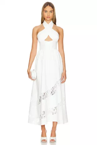 Portia Velvet Dress in White