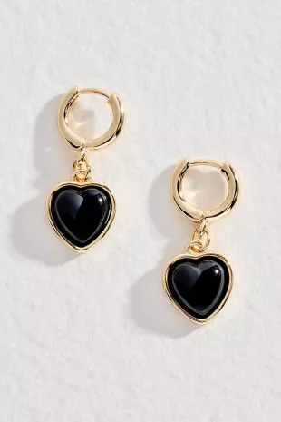 Enamel Heart Drop Earrings