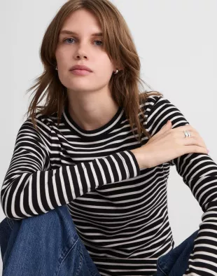Black and White Striped Long Sleeve Top
