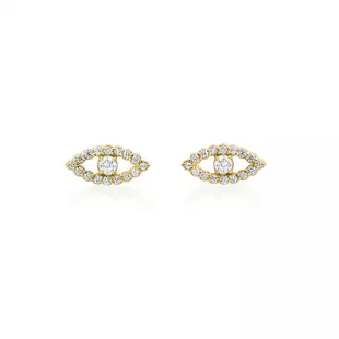 Diamond Mini Open Evil Eye Studs