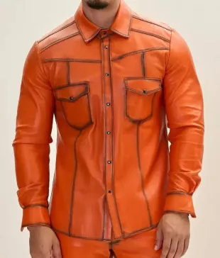 Orange Leather Shirt
