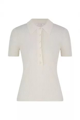 Ribbed-knit Polo Shirt