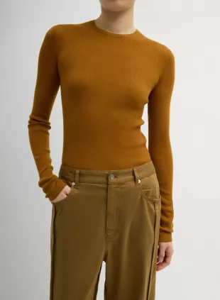 Featherweight Ribbed Sweater Crewneck Pullover