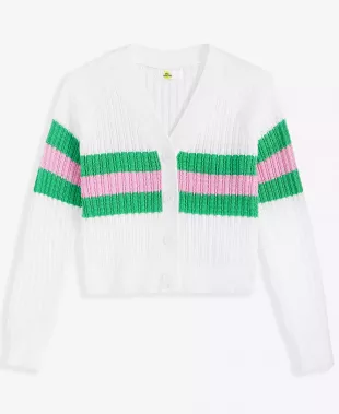 Girls Sporty Stripe Cardigan