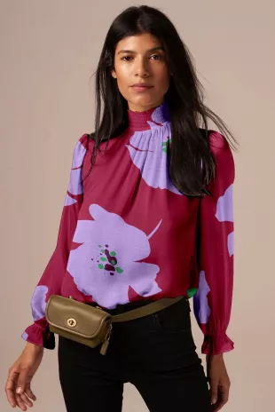 The Stella Top in Purple Poppies