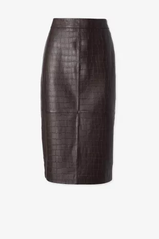 Croco pencil skirt in Espresso