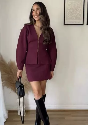 Fitted Waist Plain Knit Cardigan