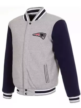 New England Patriots Gray and Navy Varsity Jacket